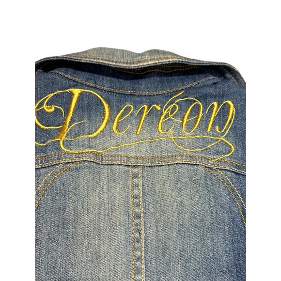 Y2K Dereon for Beyoncé Women’s‎ Short Sleeve Fitted Denim Jacket Size Medium NWT - Picture 4 of 13